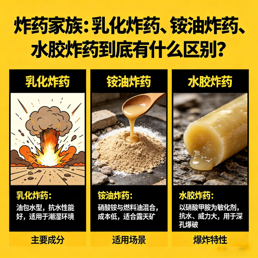 岳普湖炸药家族：乳化炸药、铵油炸药、水胶炸药到底有什么区别？